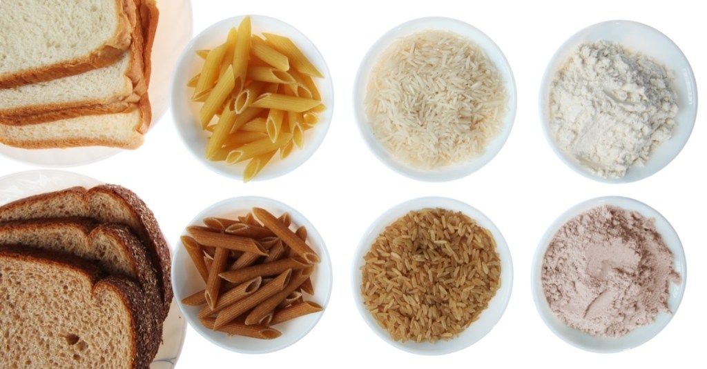 Valkoiset hiilihydraatit (leipä, pasta, riisi, jauhot) verrattuna täysjyvätuotteisiin