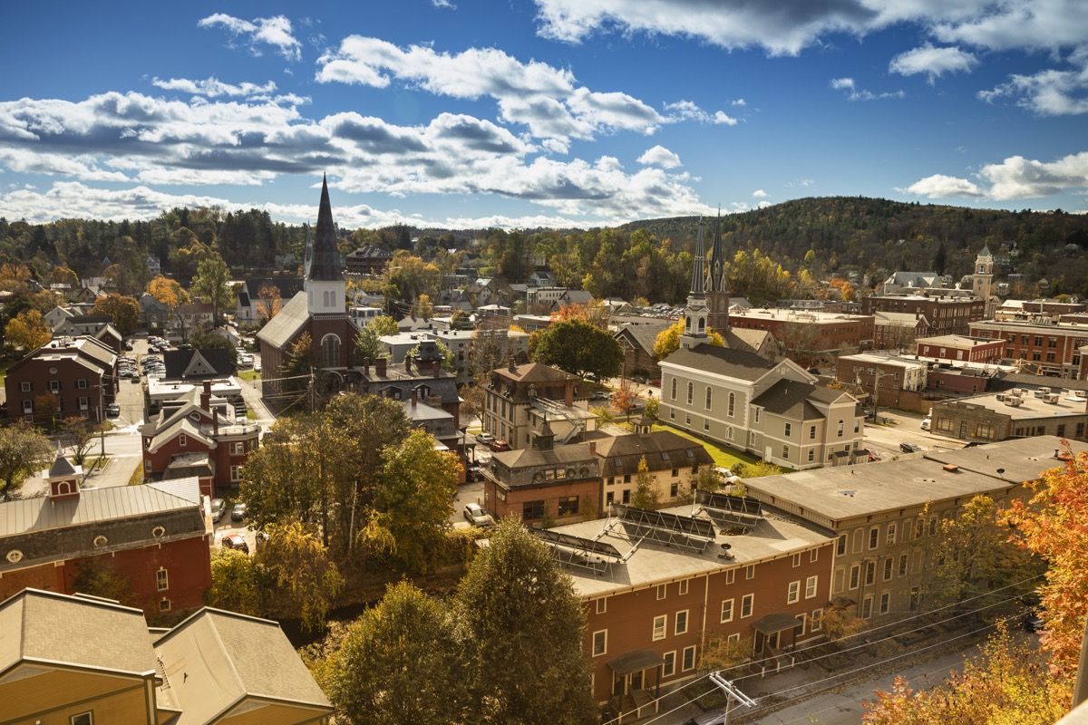 Downtown skyline van Montpelier, Verenigde Staten. Montpelier is de hoofdstad van Vermont.