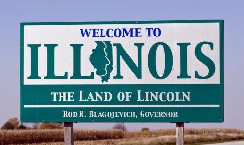 Willkommensschild des Staates Illinois, ikonische Staatsfotos