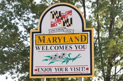 Willkommensschild des Staates Maryland, ikonische Staatsfotos