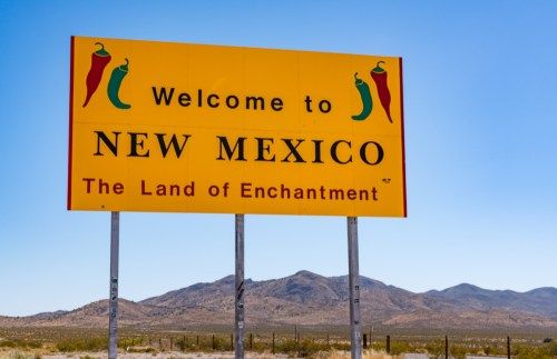 tanda selamat datang negara bagian meksiko baru, foto negara ikonik