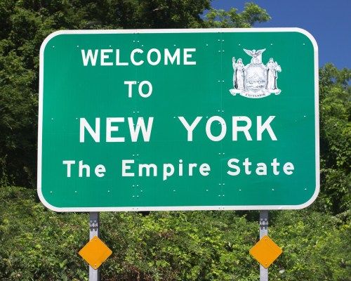 New York-i állam üdvözlő jel, ikonikus állami fotók