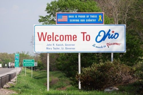 Ohio State Willkommensschild, ikonische Staatsfotos