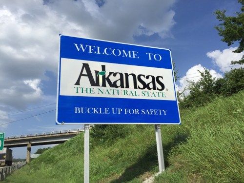 Arkansas, Willkommensschild des Staates, ikonische Staatsfotos