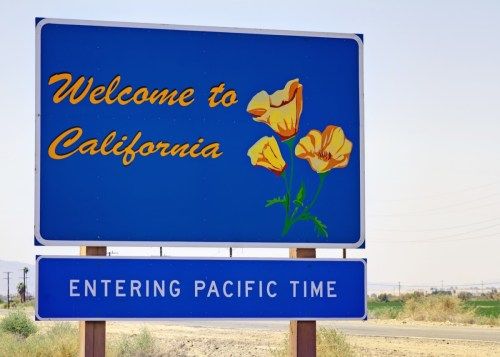 Willkommensschild des Staates Kalifornien, ikonische Staatsfotos