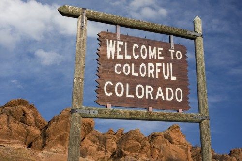 Colorado State Willkommensschild, ikonische Staatsfotos