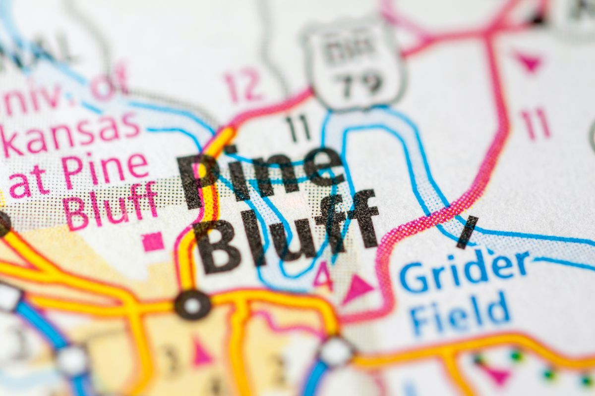 پائن bluff آرکنساس کا نقشہ