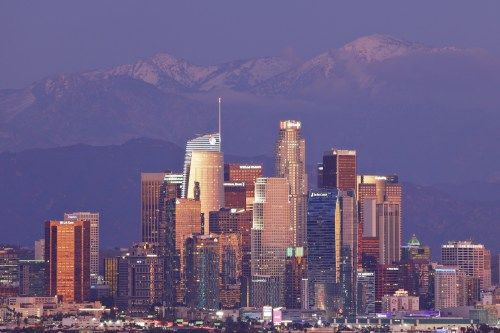 Obzor Los Angelesa u Kaliforniji u zalazak sunca.