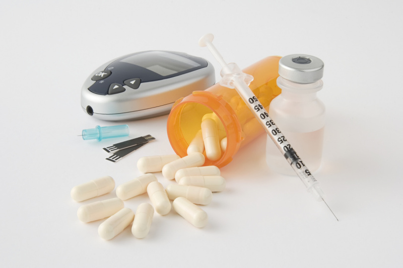   Различни лечения и инструменти за диабет.