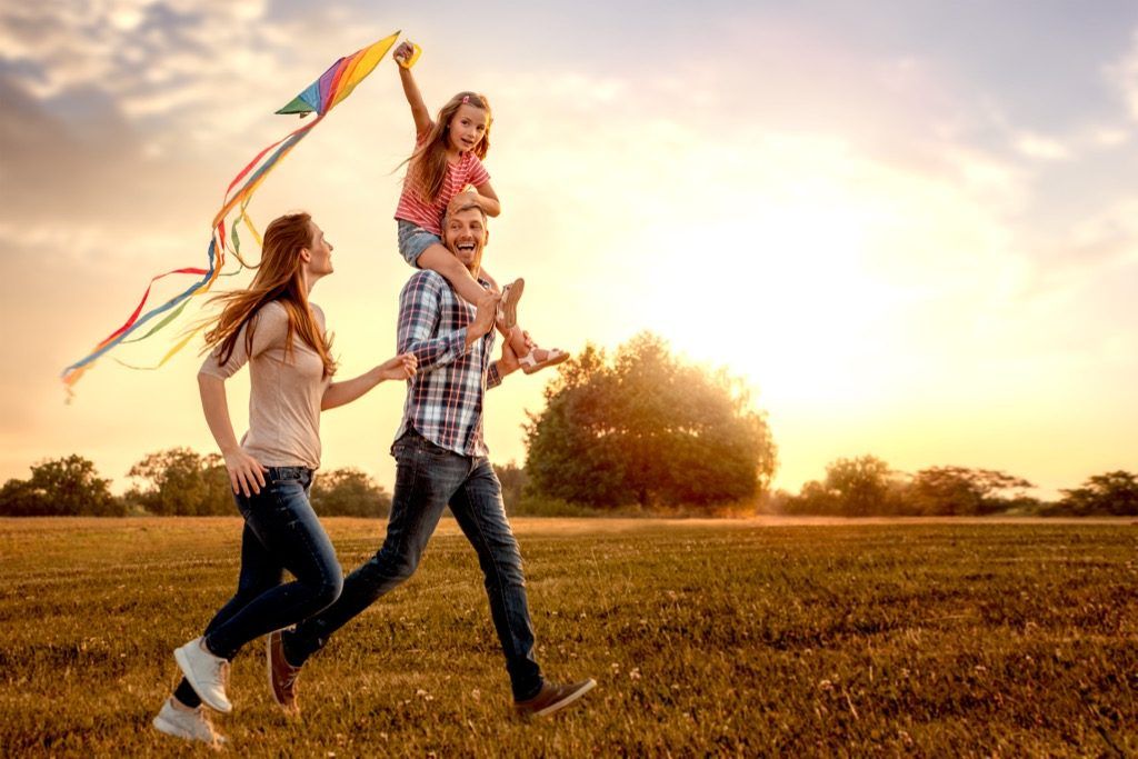 Family Flying Kite Parenting