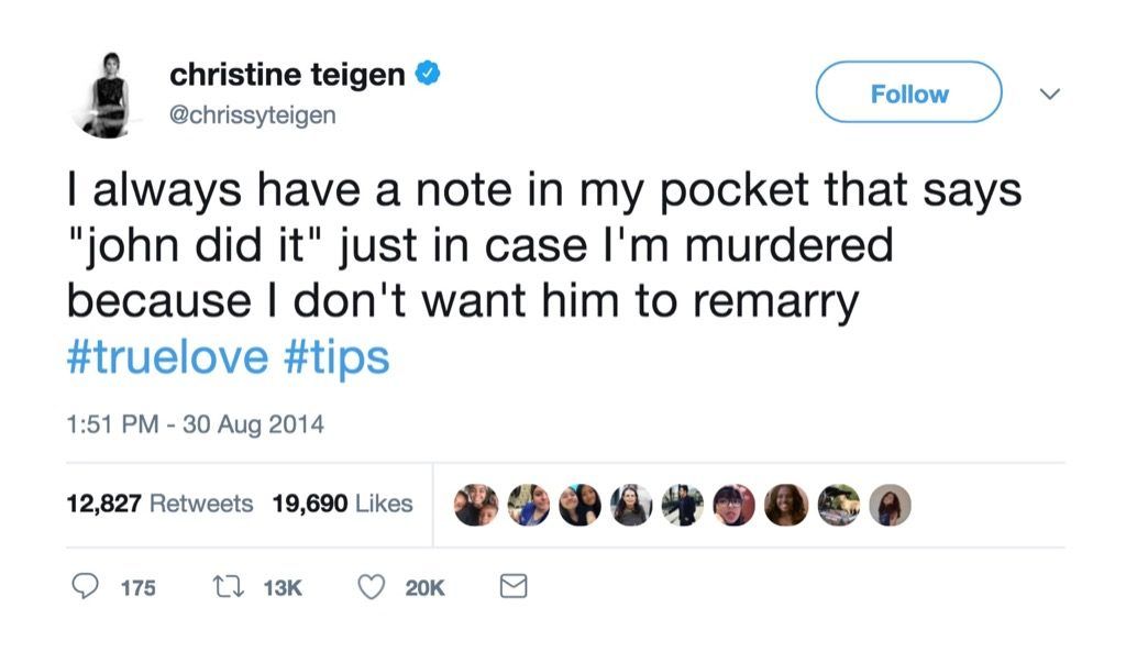 Tweet perkahwinan selebriti paling lucu Chrissy Teigen