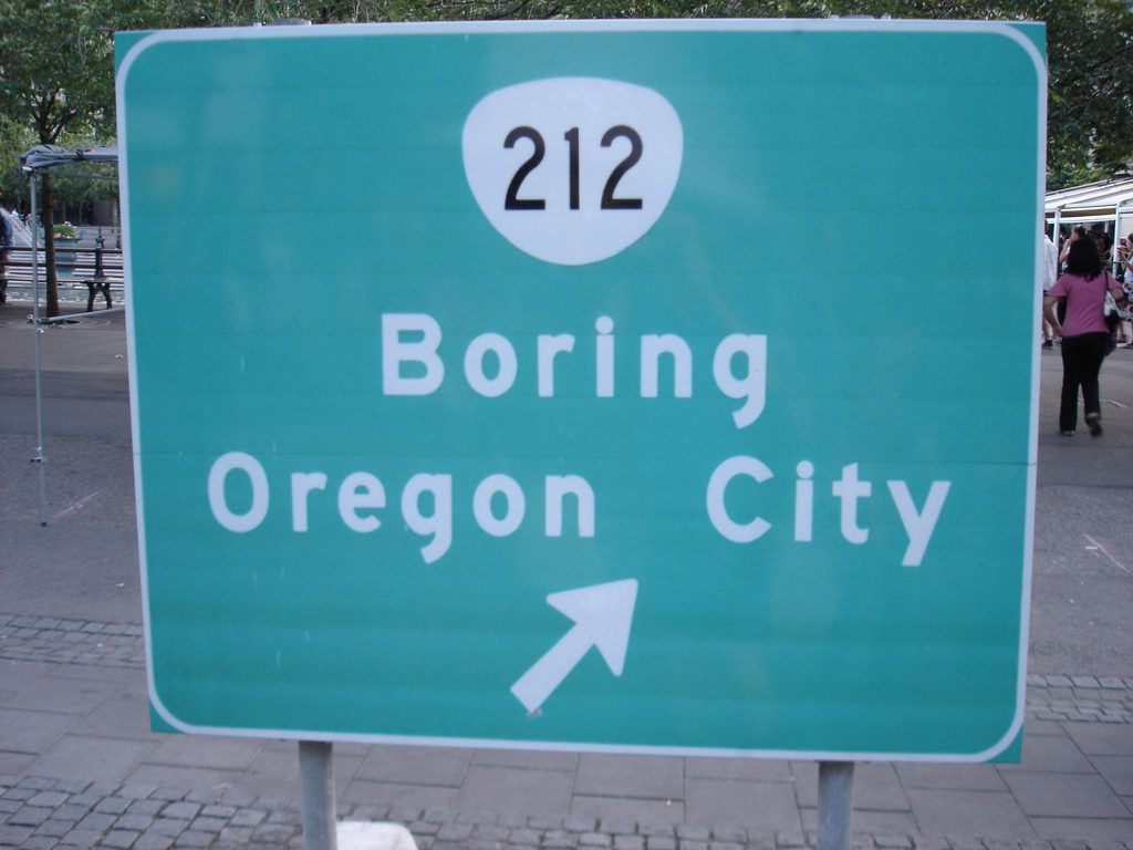 nuobodūs Oregono miesto kelio įspėjamieji ženklai