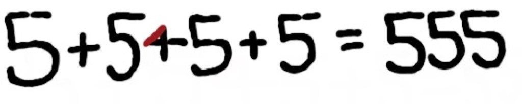 555 Rešitev, težke matematične težave