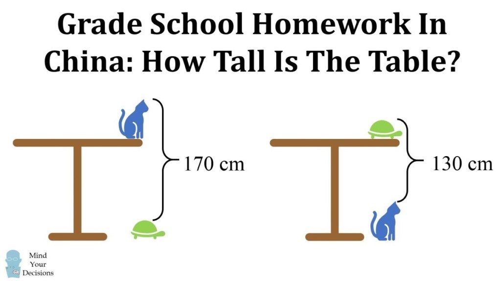 Problema matemático de la tortuga del gato de mesa {Preguntas difíciles de matemáticas}