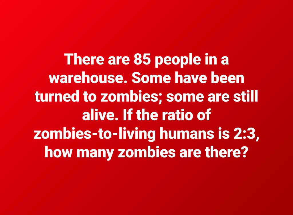 Pregunta de zombis matemáticos de sexto grado