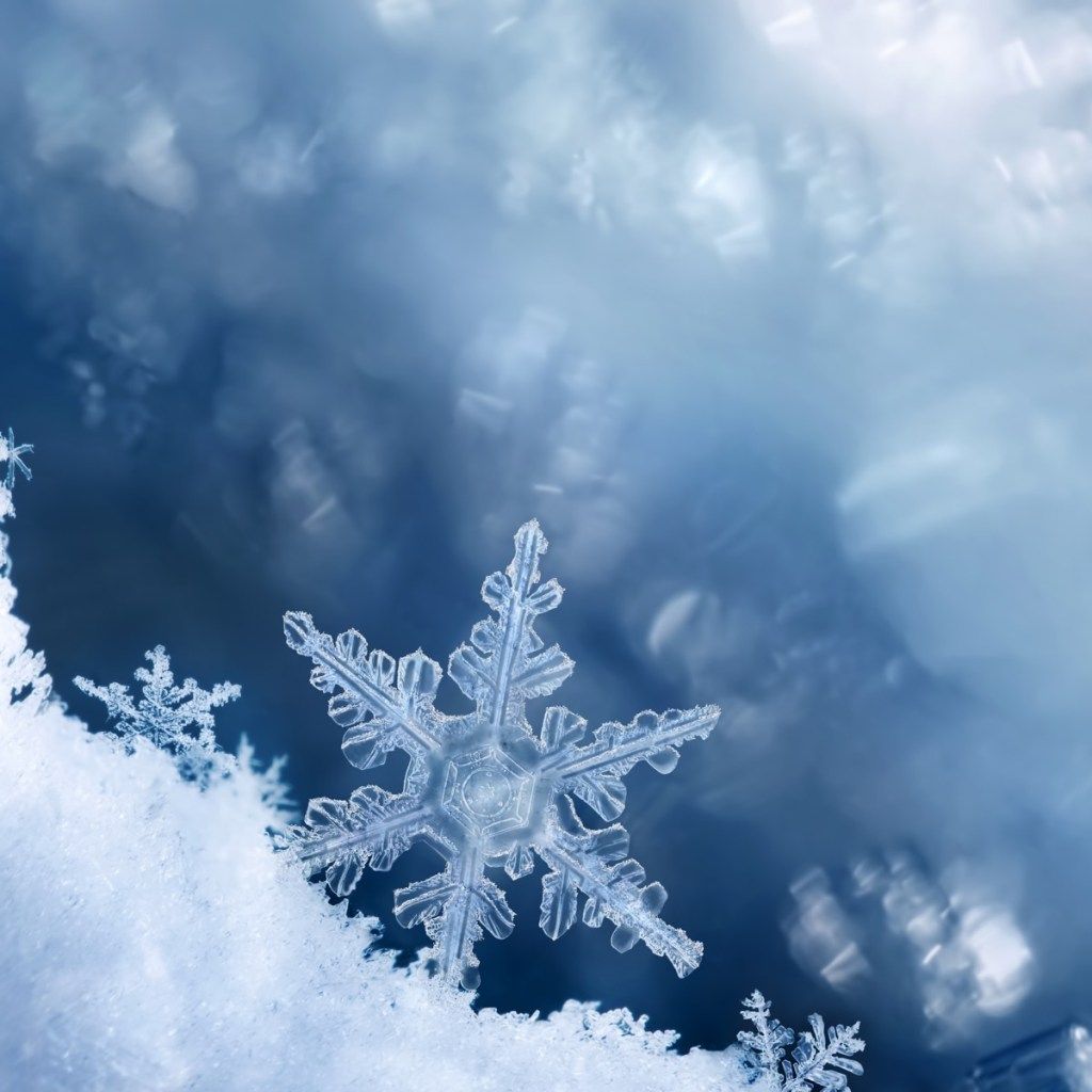 Digital komposit af snefnug og frost