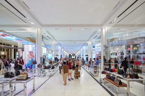   Macy's department store interior, bags and accessories area on September 10, 2016 in New York. Macy is the largest U.S. department store company.