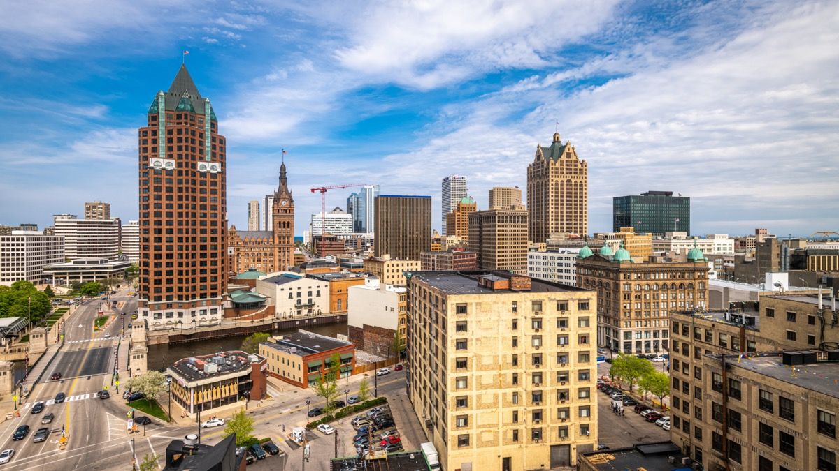 panorama města v centru města Milwaukee, Wisconsin