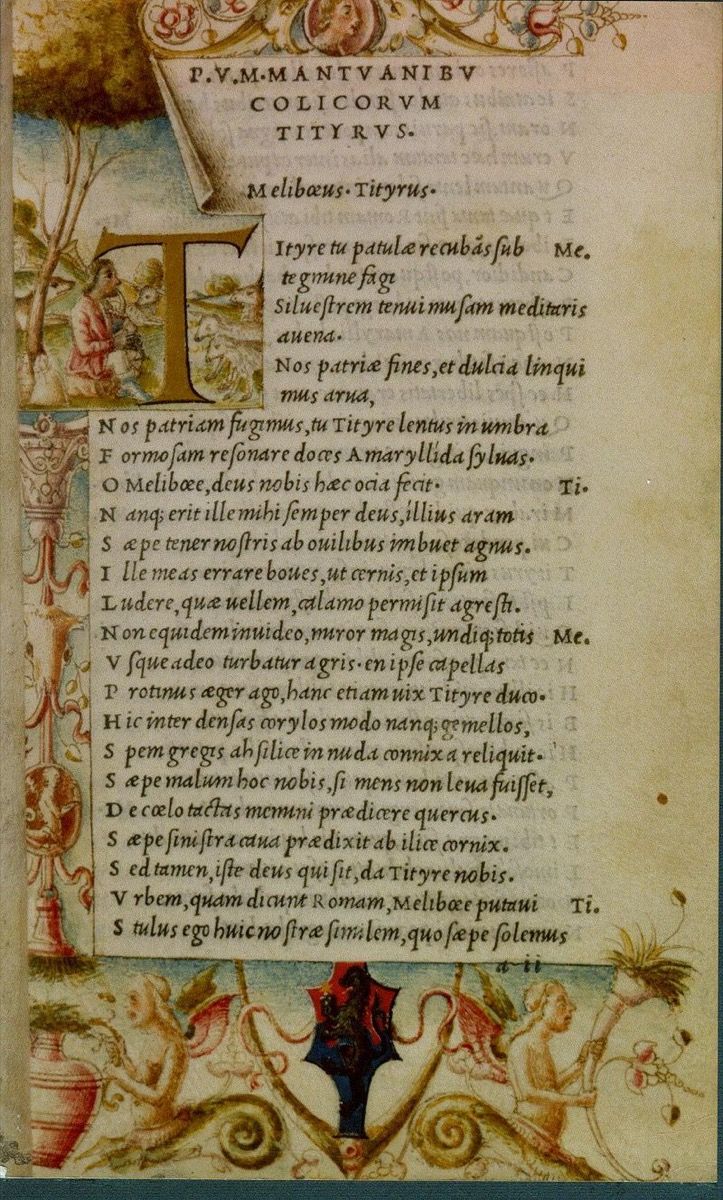 μια τυπωμένη σελίδα αρχαίου Ρωμαίου ποιητή virgil, αρχαία γεγονότα της Ρώμης