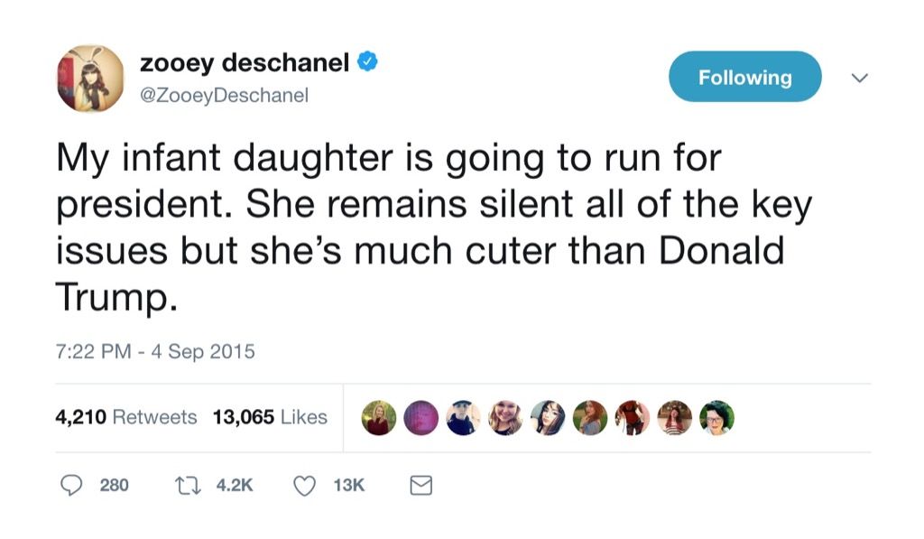 Zooey Deschanel juokingas tweetas