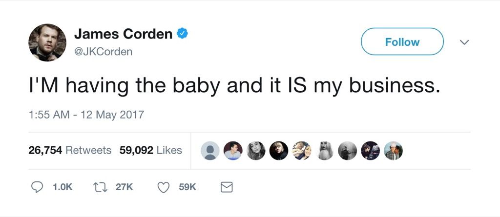 James Corden tweet hài hước
