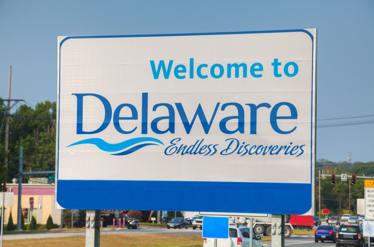 Witamy na znaku drogowym Delaware na granicy stanu
