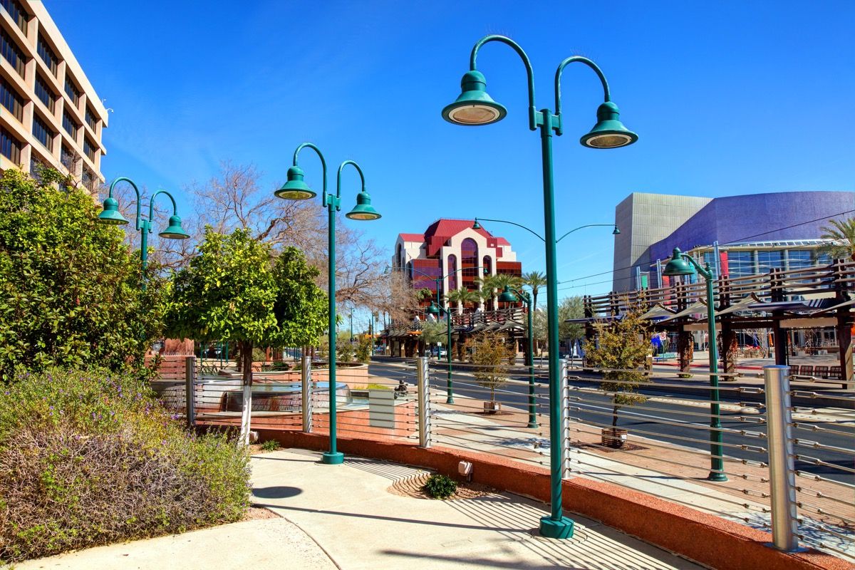 снимка на градския пейзаж на центъра на Меса, Аризона