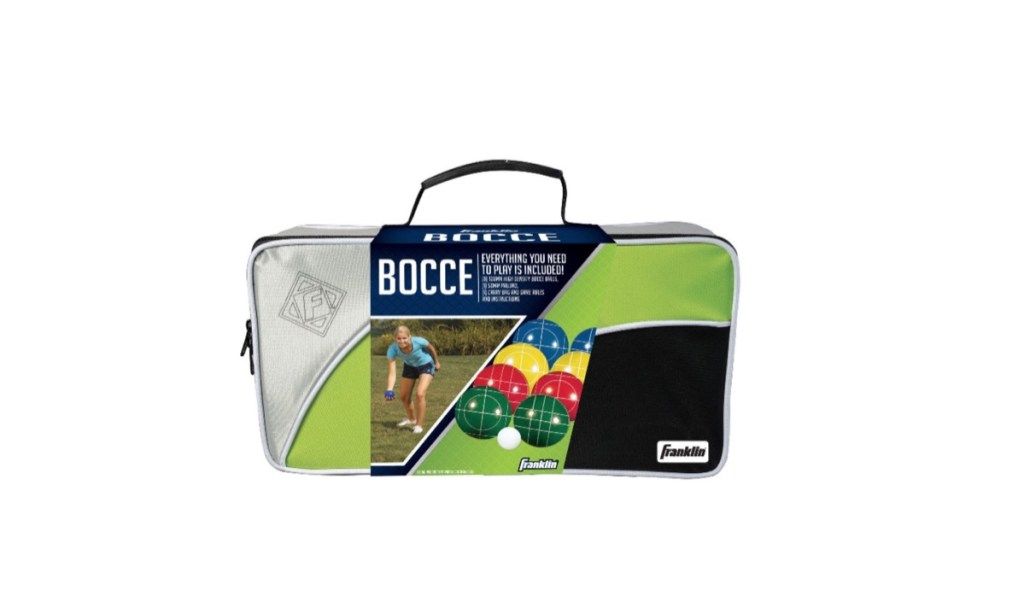 bocce ball kit ในกระเป๋าสีเทา