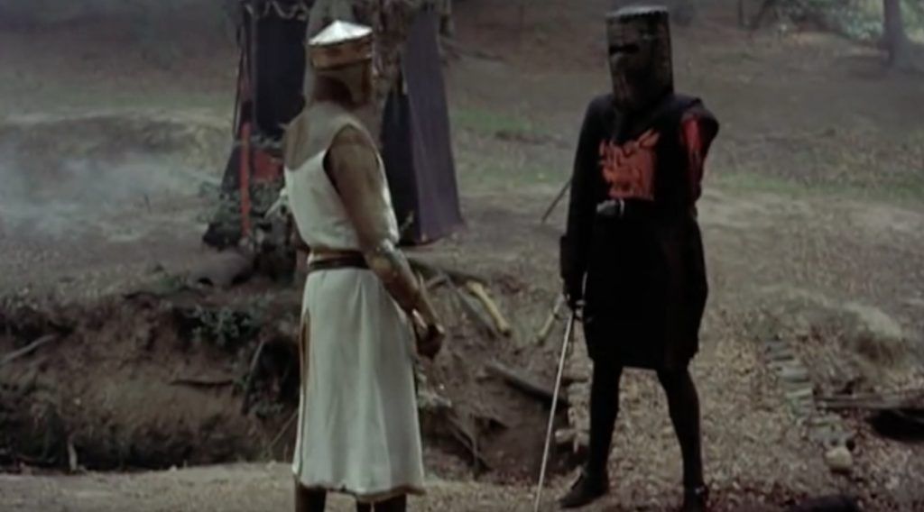 Monty Python Flesh Wound hauskoja elokuvan lainauksia