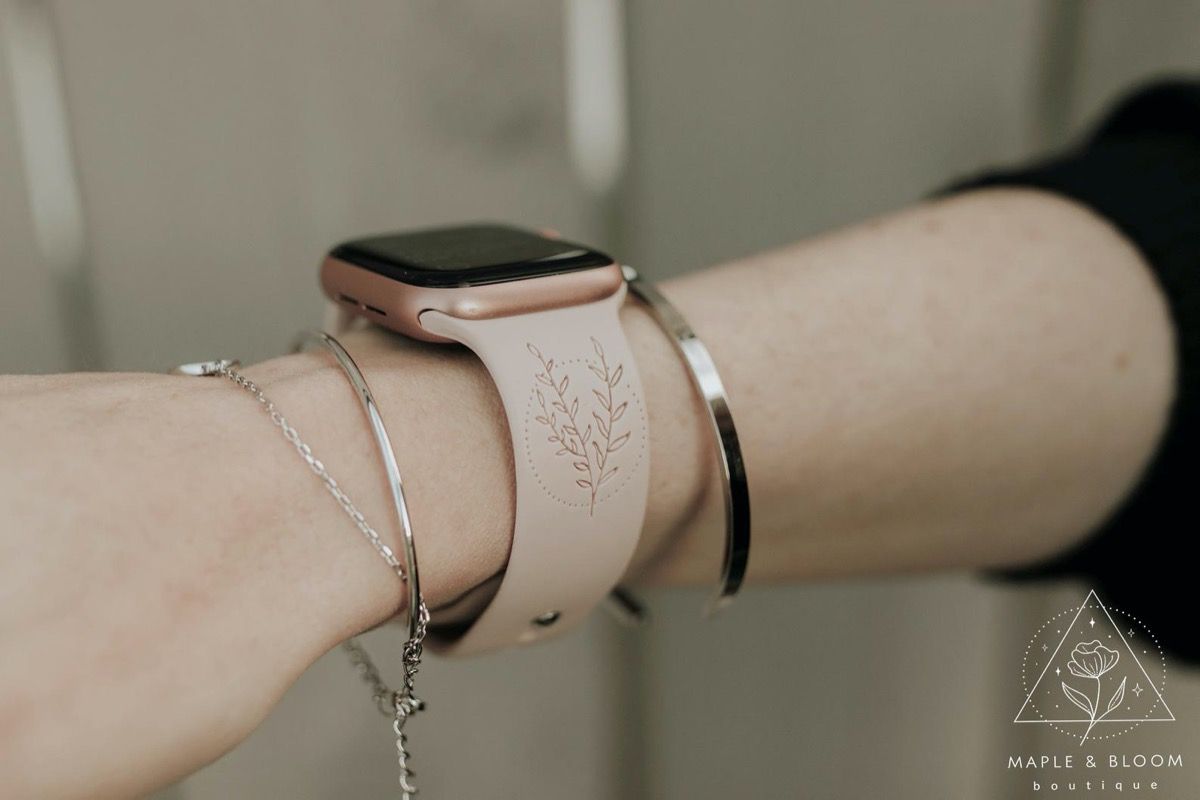bracelet de montre apple en silicone rose