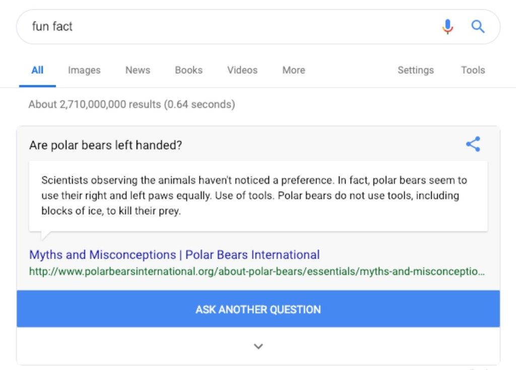 Tìm kiếm sự thật thú vị của google - thủ thuật google