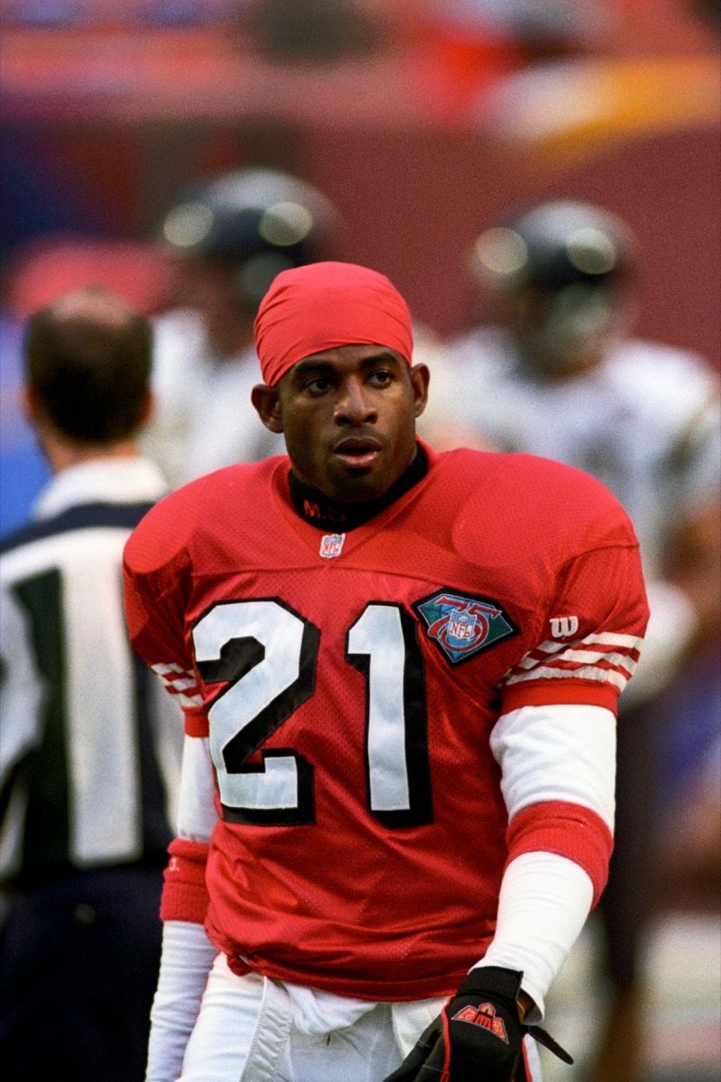 Deion Sanders се състезава за San Francisco 49ers на Super Bowl през 1995 г.