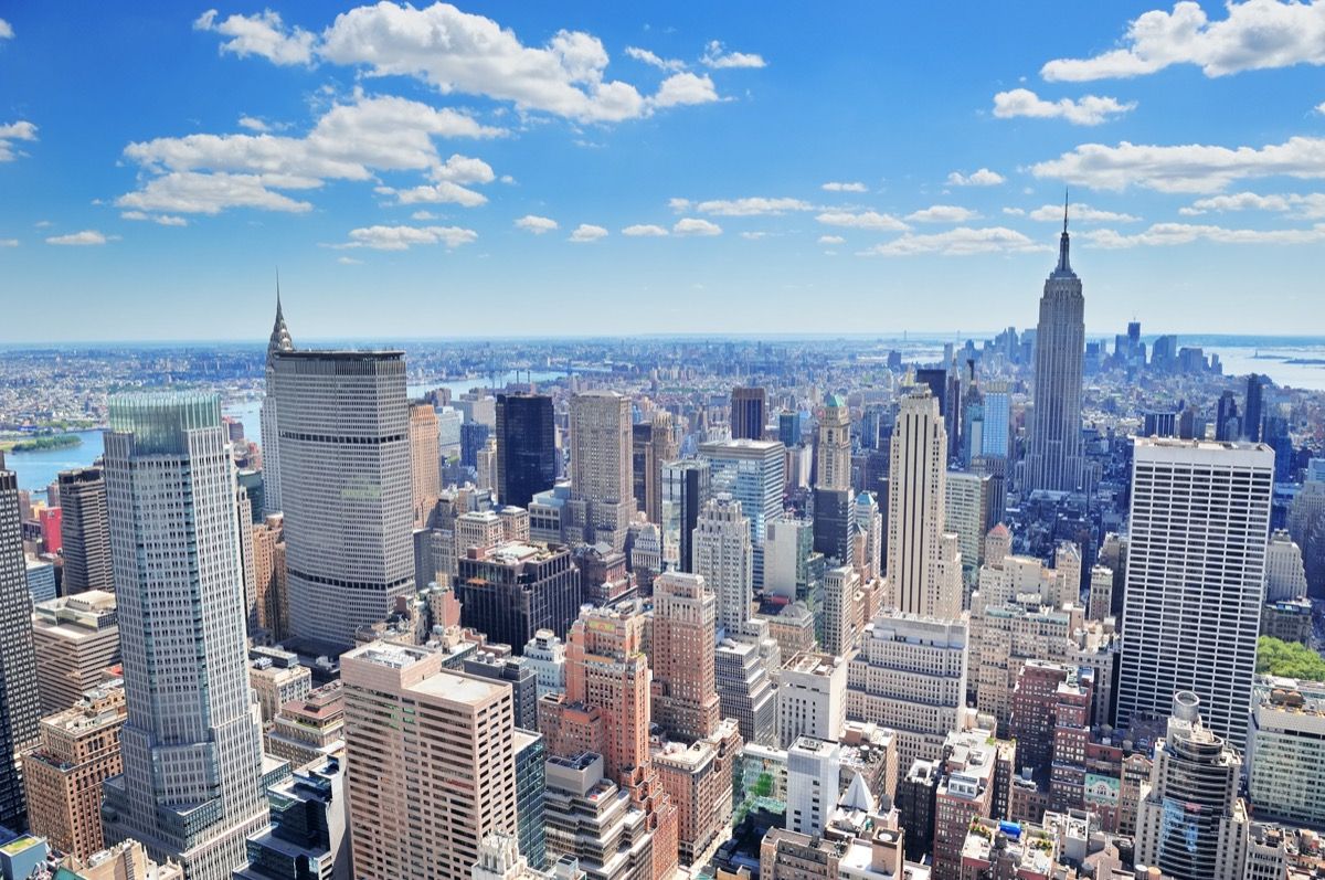 نیویارک شہر ، نیو یارک میں عمارتوں اور اسکائی لائن کے شہر کا منظر
