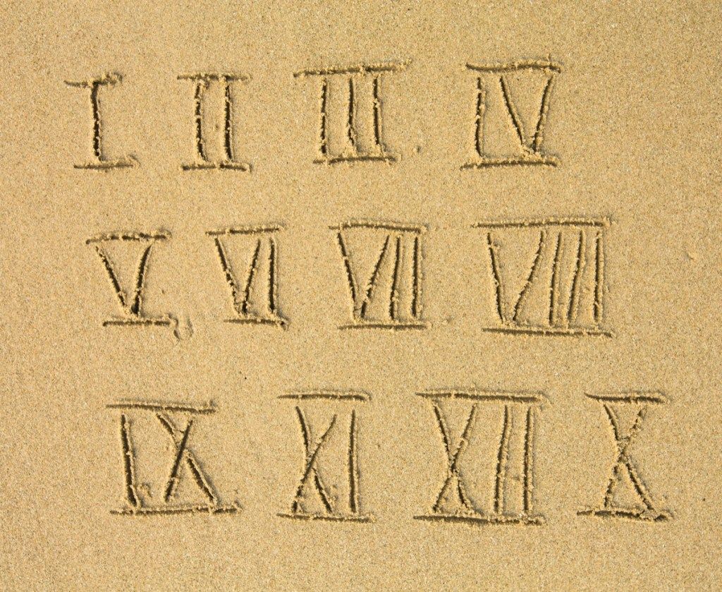 Rimski brojevi ispisani na pješčanoj plaži