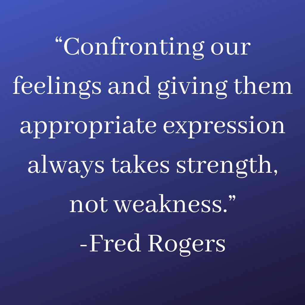 “Det krever alltid styrke, ikke svakhet, å konfrontere våre følelser og gi dem passende uttrykk.” - Fred Rogers Quotes