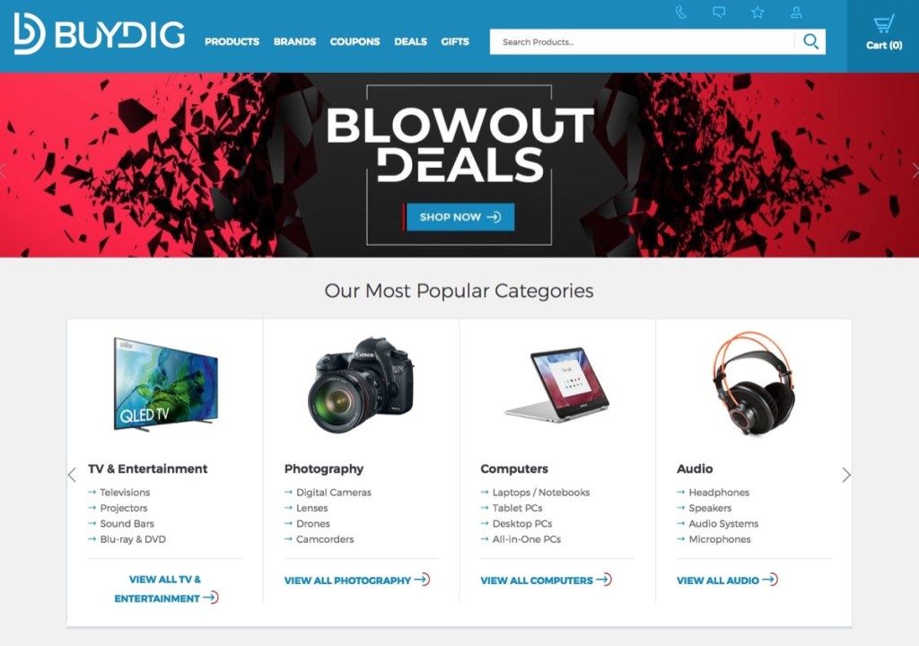 Página del sitio web de Buydig {Ahorre dinero en productos electrónicos}