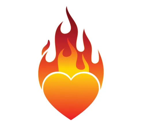   Emoji de coração ardente.