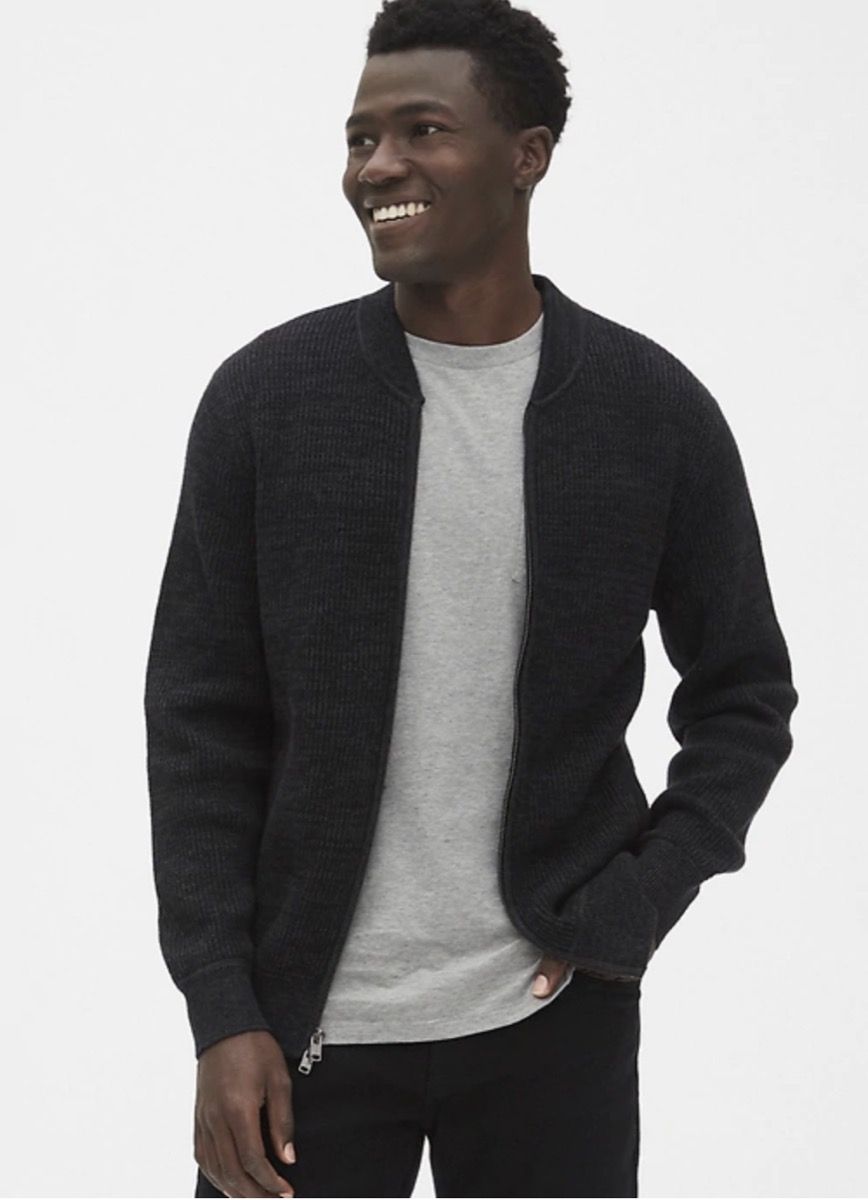 текстуриран пуловер с пълен цип