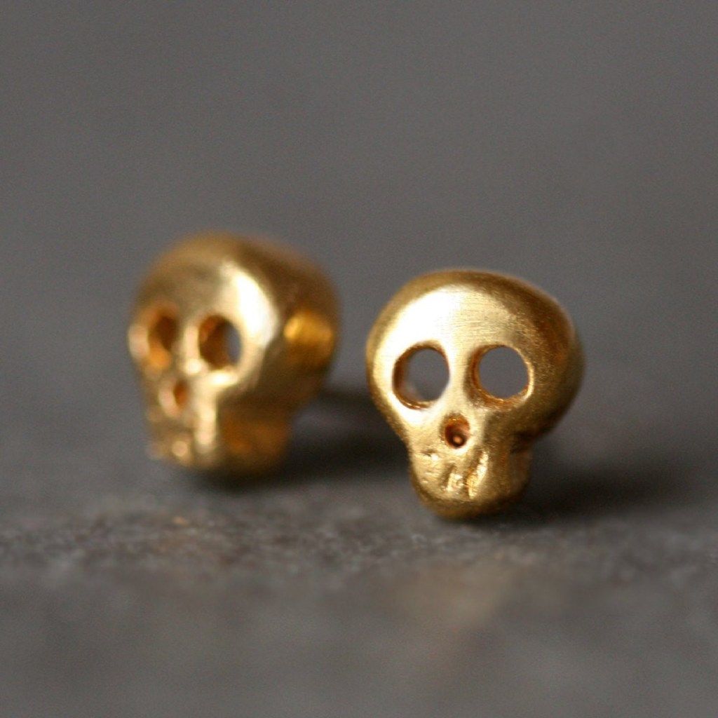 to guld kraniet øreringe, Etsy smykker