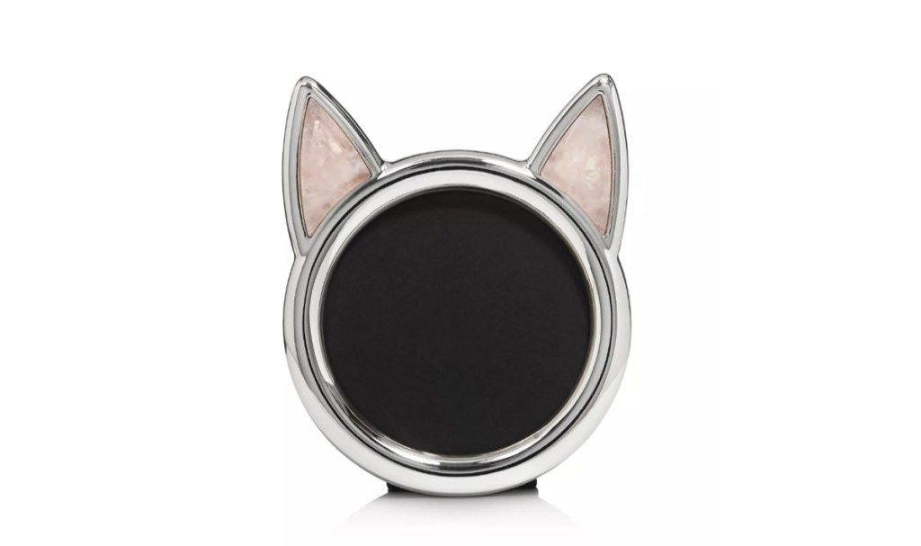 marco plateado con orejas de gato, regalos de gato