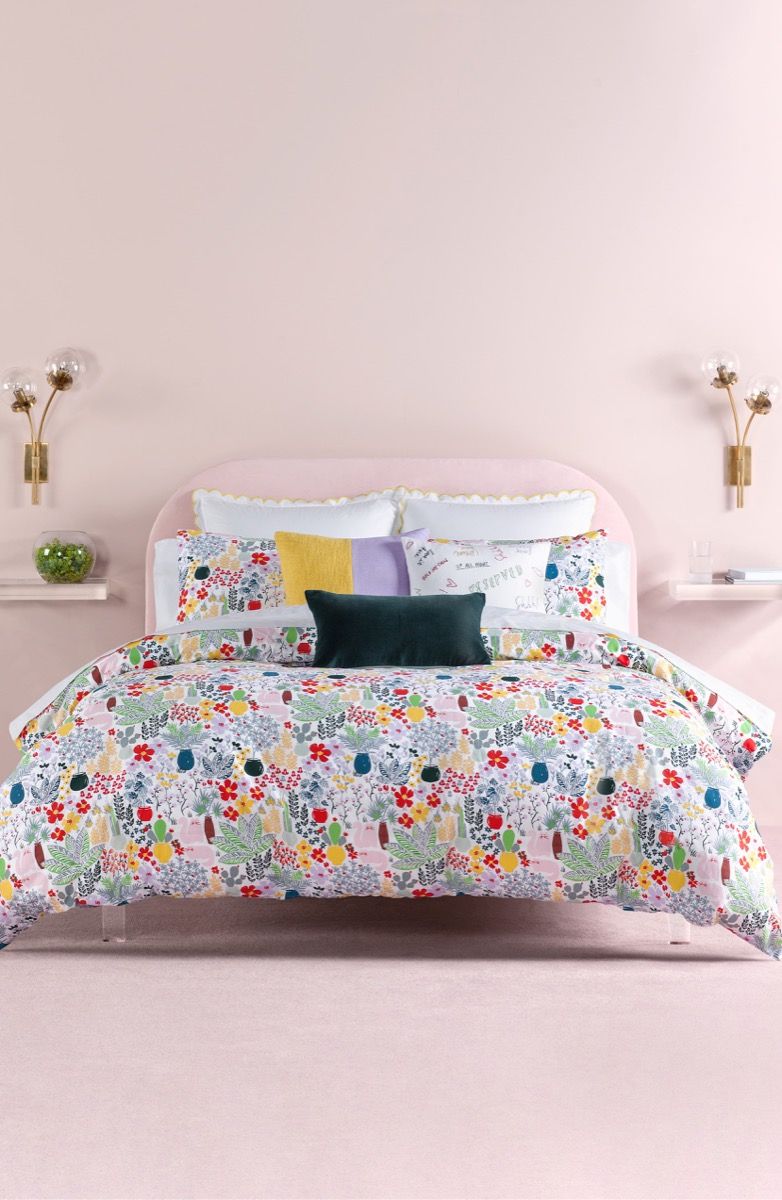 sengetøy sett med katter og blomster, kattegaver