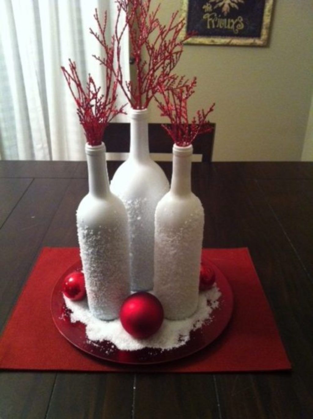 Schneeflockenweinflaschen diy Weihnachtsdekorationen