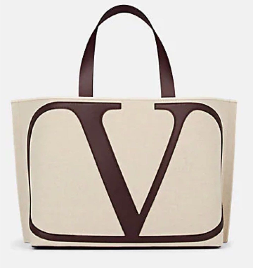 bolso tote blanco con logo V grande, bolsos de playa de lujo
