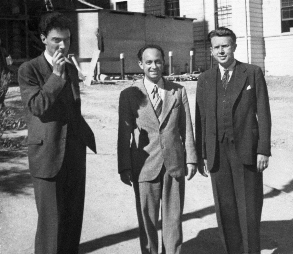 Robert Oppenheimer, enrico fermi และ Ernest Lawrence ผู้นำของโครงการแมนฮัตตัน