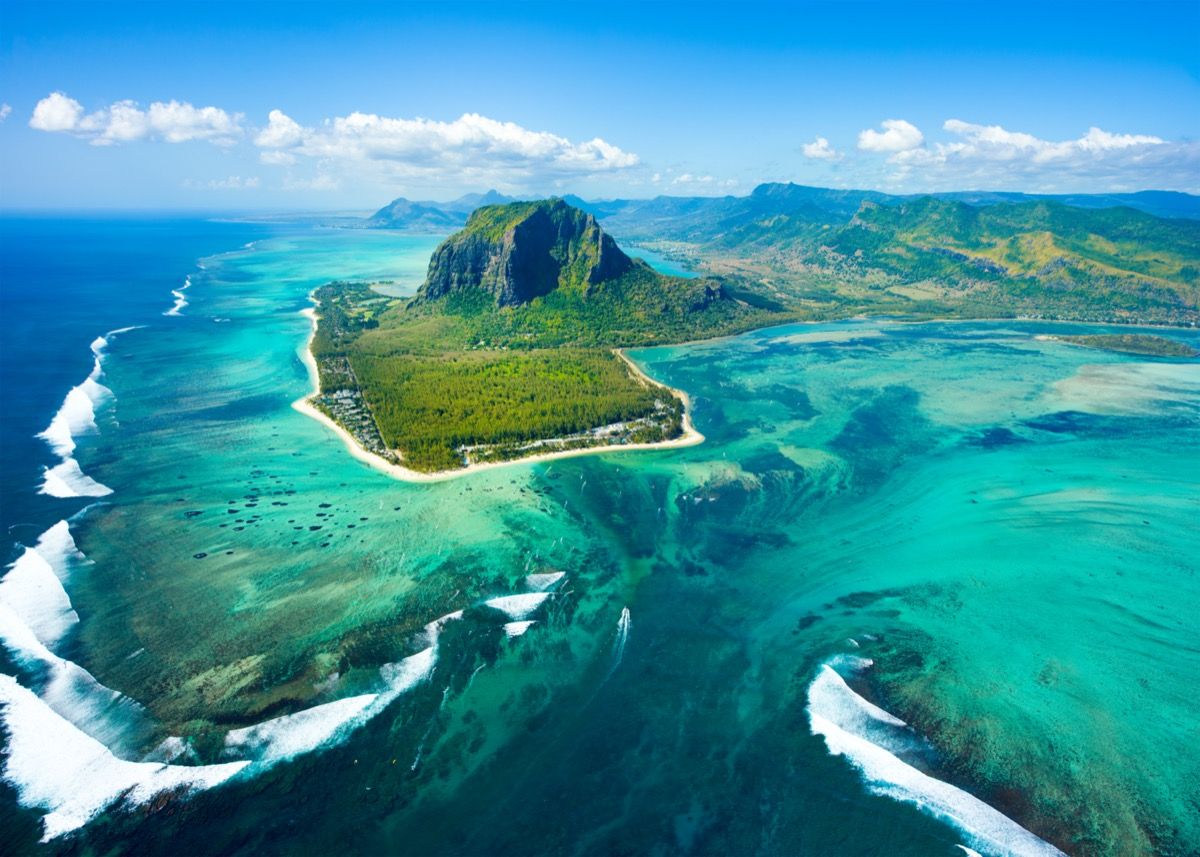 letecký a panoramatický pohled na Mauricius