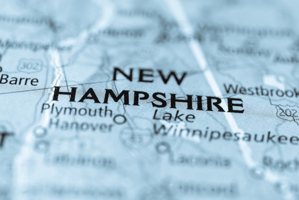 mappa geografica del New Hampshire stato meraviglie naturali