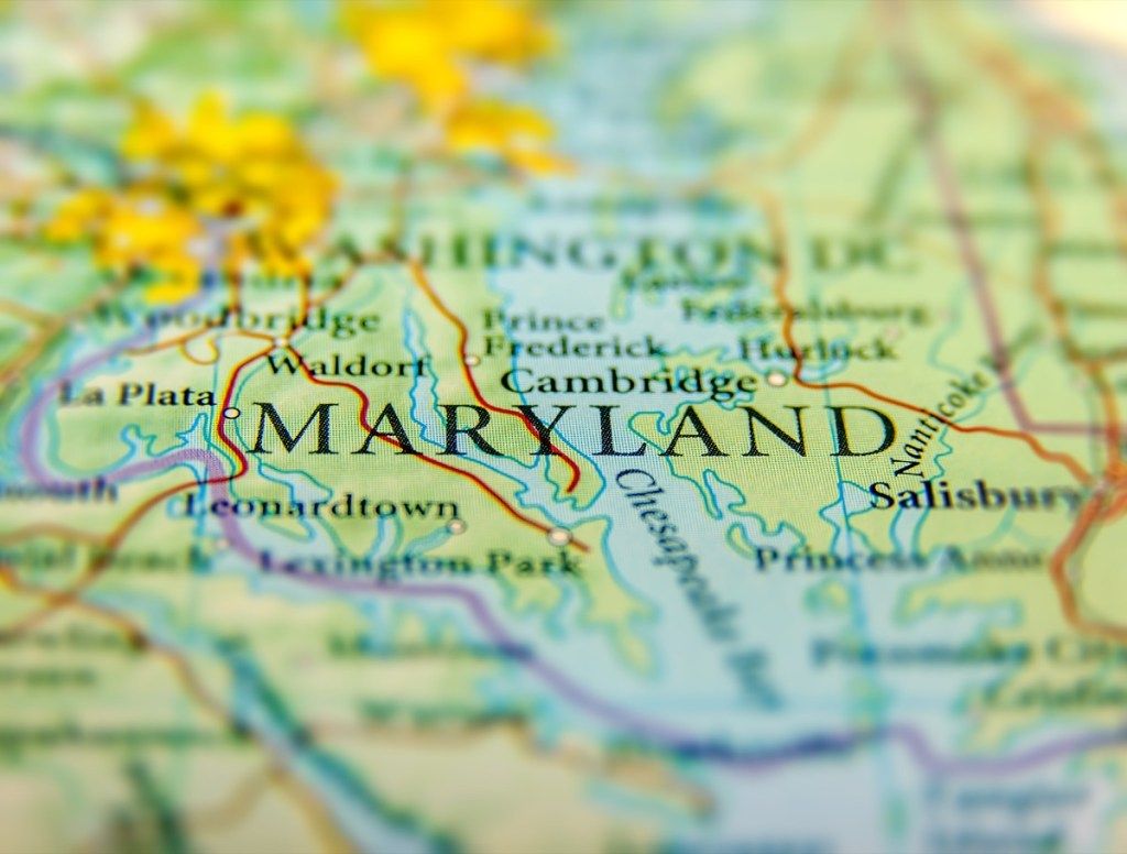 Marylandi geograafilisel kaardil on looduslikke imesid