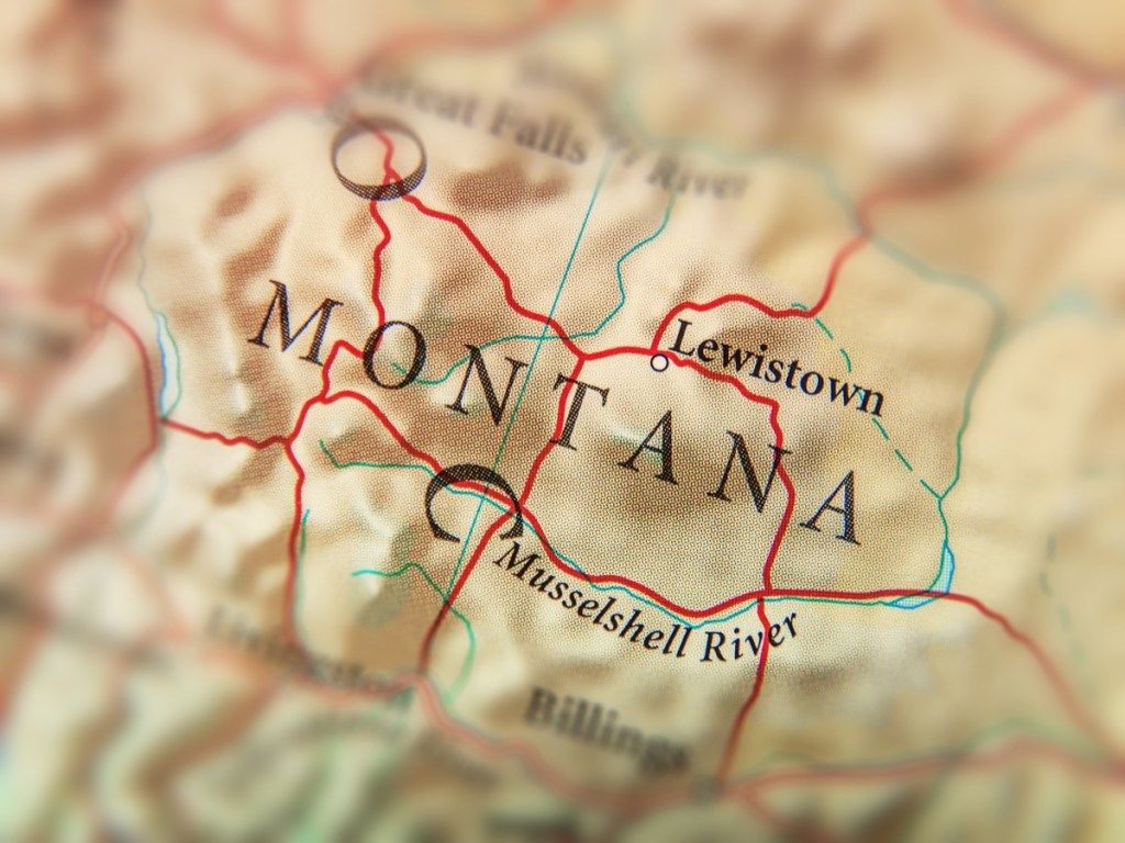 Montana geografiska karta anger naturliga underverk