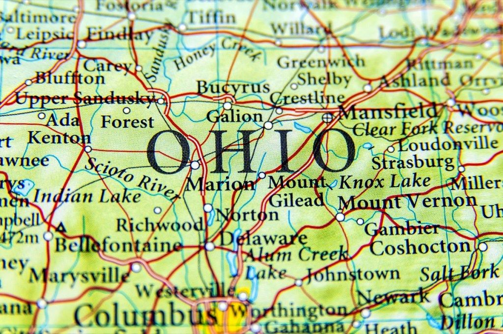 המפה הגיאוגרפית של ohio מציבה פלאי טבע