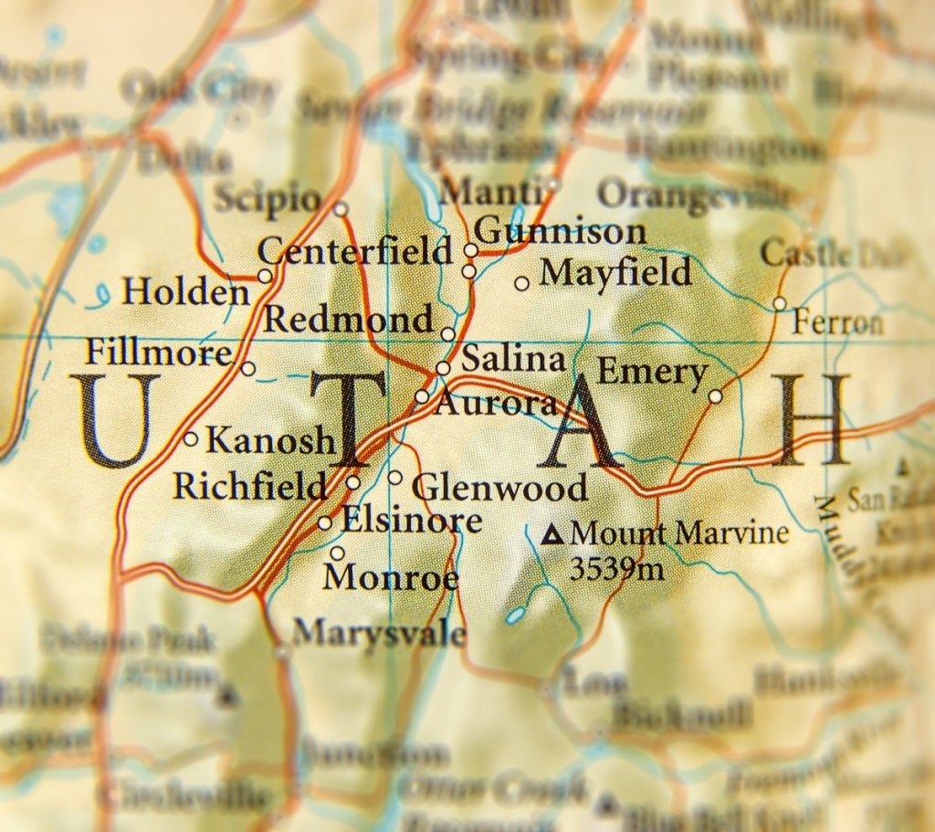 zemljevid države Utah navaja naravne čudeže
